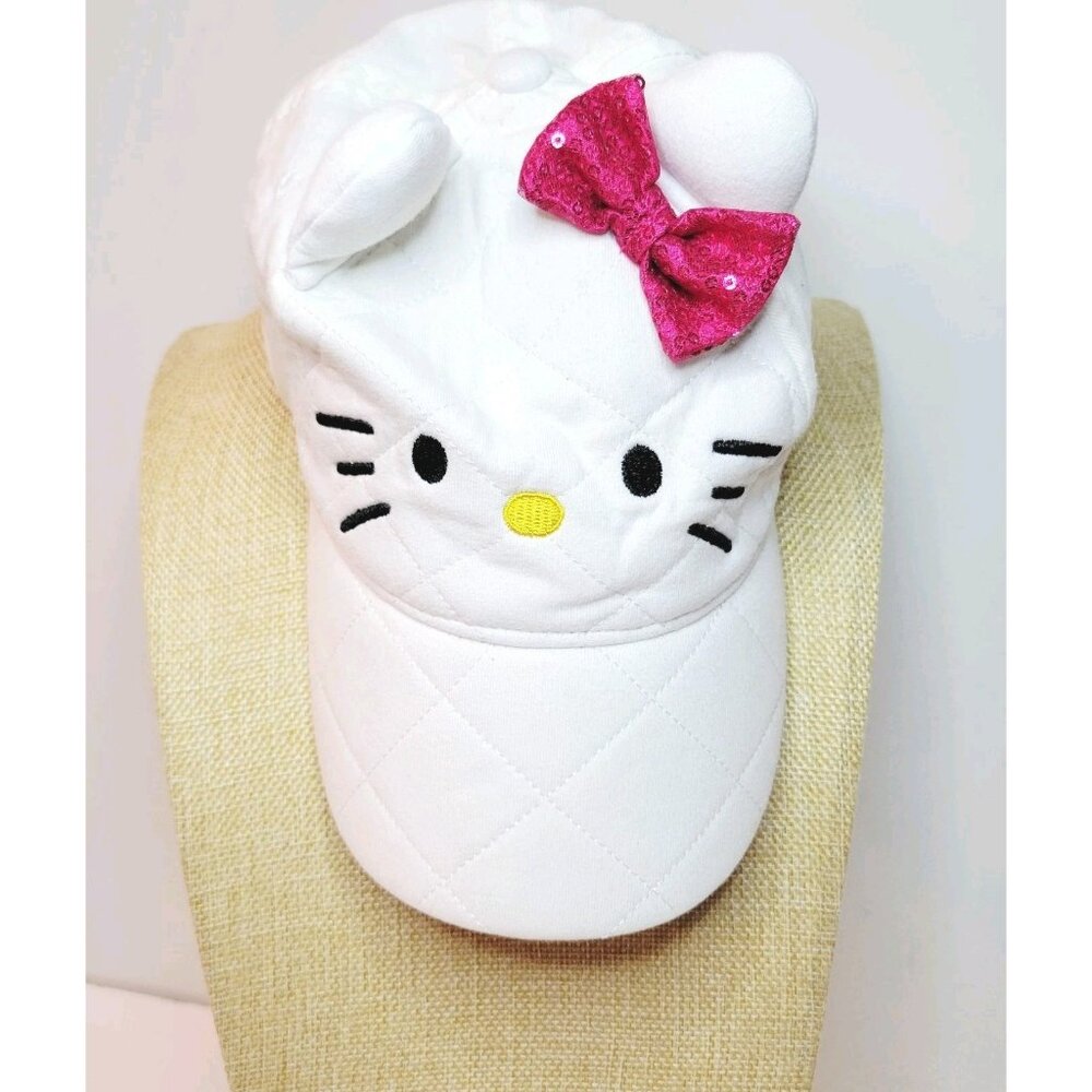 Sanrio Hello Kitty White Embroidered Ears Pink Bow Kids Baseball Cap Hat